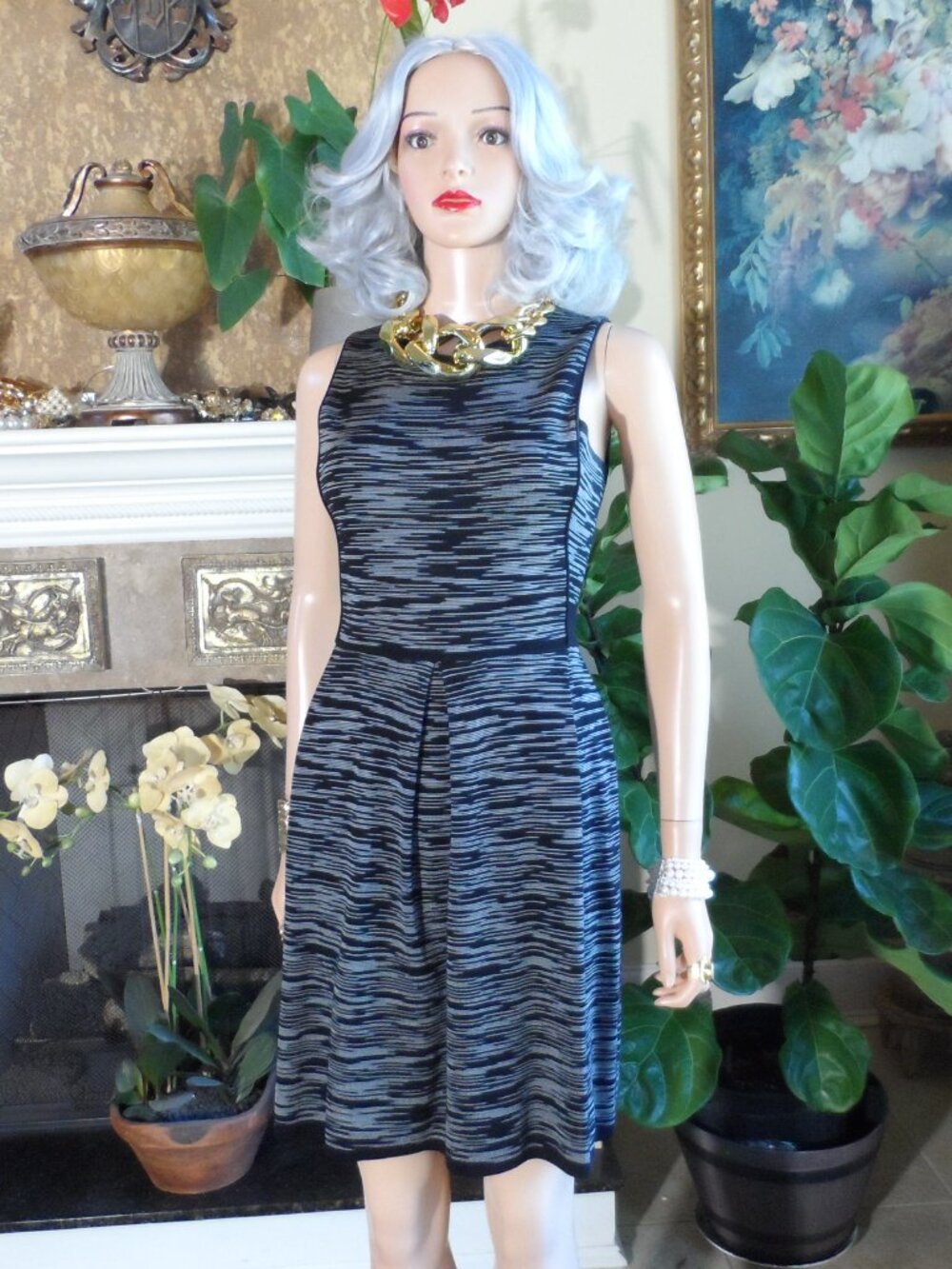 Missoni Black & Gray Knit Fit & Flare Dress Size US 2